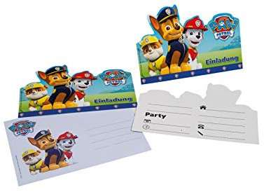 tib Paw Patrol Lot de 12 cartes d'invitation A6 avec enveloppes C6, 19705, multicolore, Taille unique