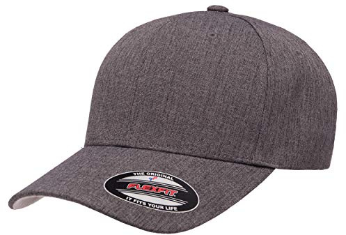 Flexfit Mens Heatherlight Cap, Melange Dark Grey, Large-X-Large US