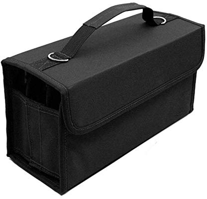 RETYLY 80 Ranuras De Gran Capacidad Pluma Rotatoria Pluma Estuche Marcadores De Arte Bolígrafo De Almacenamiento Bolsa De Transporte Durable Sketch Tools Organizador Negro