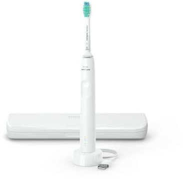 Philips Sonicare Elektrische Schallzahnbürste 3100 Serie mit integriertem Drucksensor, SmarTimer und QuadPacer, HX3673/13 weiß