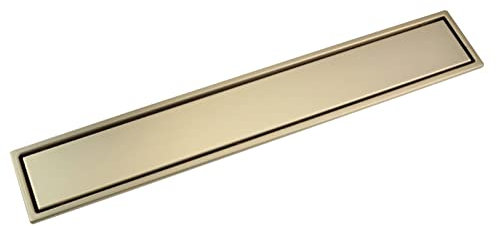 MMBBOD Canale di Doccia, Scarico a Pavimento Bagno Invisibile Canale di Doccia in Acciaio Inox, Canalina di Scarico Doccia per Il Garage della Cucina E Il Seminterrato della Doccia, Oro Spazzolato
