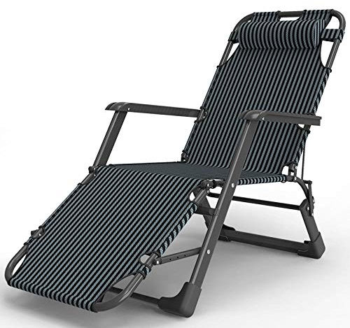 MXXHFC Terrassenstühle für schwere Menschen, robuster Schwerelosigkeitsstuhl, verstellbare Sonnenliege für Garten, Strand, Rasen, Schwimmbecken, Gewächshaus, Liegestuhl, schwarz gestreifter Stuhl
