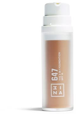 3INA MAKEUP - The 3 in 1 Foundation 647 - Fond de Teint Or moyen avec Sous-Teinte Neutre - Primer Anti-Cernes et Fond de Teint avec SPF 15 et Vitamine C - Vegan - Cruelty Free