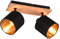 Reality Leuchten Strahler Tommy R81332030, Metall Schwarz matt, Holzdekor, Stoffschirm schwarz, exkl. 2xE14