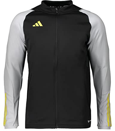 adidas Unisex - Bambini E Ragazzi Giacca Da Tuta Tiro 23 Competition Training Track Top, Black/Team Light Grey/Impact Yellow, HU1313, 164
