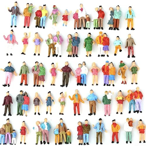 ZYWUOY Paquete de 25 figuras de personas modelo, modelo de ferrocarril a escala 1:87, figuras mixtas pintadas de pasajeros