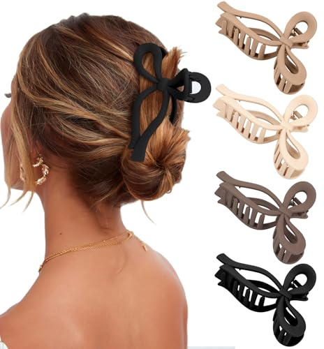 Blooms Mollettone Capelli Donna, 4 Pezzi Pinza per Capelli Grande Antiscivolo Fermaglio Capelli Donna Matte Hair Clip Accessori per Capelli Eleganti