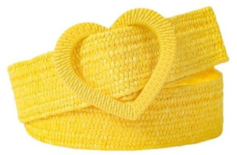 Kabelife Damen Elastischer Stoffgürtel Geflochtener Stretchgürtel Dehnbarer Gürtel Flechtgürtel Stretchgürtel Liebesschnalle Dekorative Accessoires(Gelb)