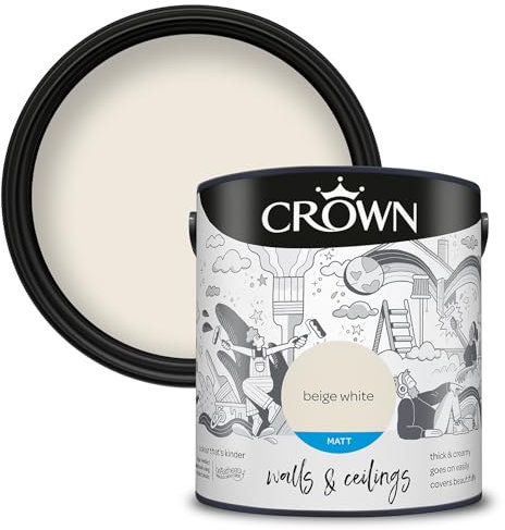 Crown Walls & Ceilings Matt Emulsion Paint, Size 2.5L, Beige White