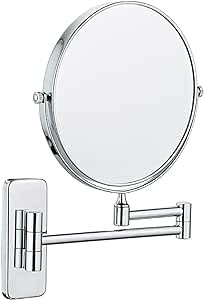 Nicesail sminkspegel väggmonterad krom sminkspegel med förstoring 5 x vägg förstoringsspegel för badrum rakspegel utdragbar, diameter 20 cm
