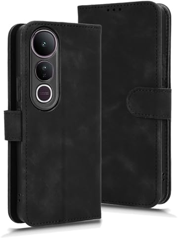 GOGME Libro de Cuero Funda para Vivo V50 Lite 5G / 4G, Premium PU/TPU Flip Case Billetera Carcasa con Ranuras para Tarjetas y Soporte Plegable.Negro
