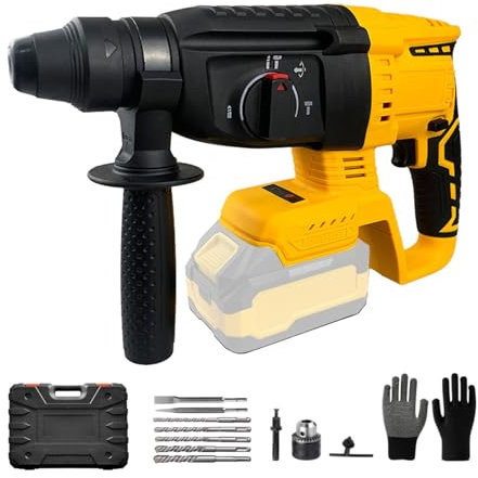 Martillo perforador inalámbrico para batería Makita 18V, martillo perforador eléctrico sin escobillas 3 en 1, velocidad ajustable continua, 10 brocas y guantes (batería no incluida)
