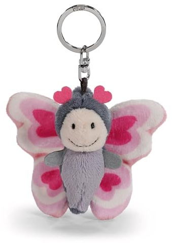 NICI 62624 Porte-clés avec Papillon Love en Peluche, 6 cm, Rose, fidèle Compagnon pour Sac à Dos ou Autre Sac, pour Petits et Grands
