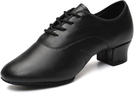 GYUBL Herr svart läder dansskor latin jazz salsa tango pojkar dansskor balsal övningsskor 3 cm klack, Svart mocka, 40 EU