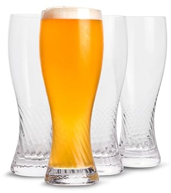 Twistedflow Beer Glasses Set of 4 | 20 Oz, Crystal glass, Advanced Twisted Design, Premium gift box, Lead-Free