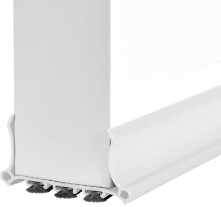 Bas de Porte Isolant, 98 x 5cm Boudin de Porte, AutoadhéSive et Adjustable, Isolant Phonique Thermique Bande D'ÉtanchéIté Anti Bruit PoussièRe Stop à L'Air Froid Anti Souris Fourmi (Blanc)