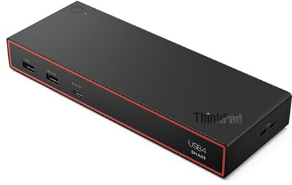 Lenovo ThinkPad USB 4 Smart Dock 5500 w/ 135W Adapter, Supports up to 4 Displays, 100W Power to Laptop, Integrated USB4 Cable, Eclipse Black