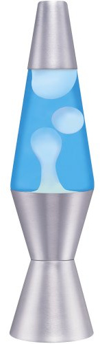 Lava Lite 1953 Silver Base Lamp with White Wax in Blue Liquid, 11.5, White Wax/Blue Liquid/Silver Base