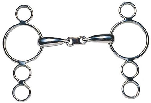 JP Korsteel Stainless Steel French Link 3 Ring Dutch Gag Bit, 6