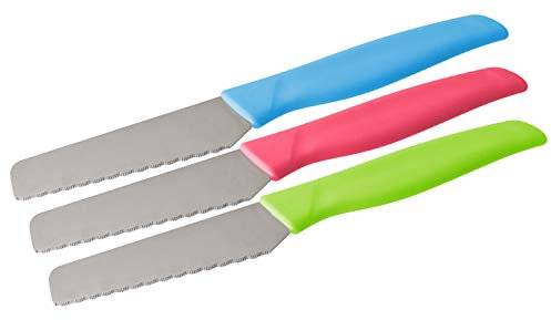 Nirosta FACKELMANN 43203 - Coltello per panini Tropical in plastica/acciaio INOX, 19 cm, in corallo/verde/blu, 1 pezzo, colori assortiti