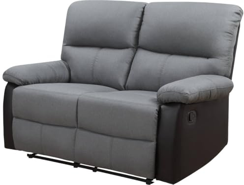 Canapé Relax Lincoln, 2 Places, 147cm x 89cm x 103cm, Noir/Gris Foncé