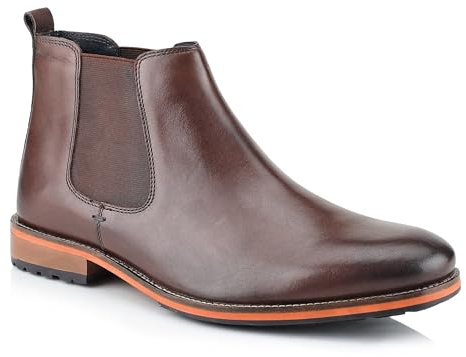 Silver Street London Men's Leather Argyll Chelsea Boot (Brown, 10 UK, numeric_10)