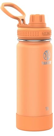 Takeya Actives Water Bottle with Spout Lid - Bottle with Double Stainless Steel Insulation - Dishwasher Safe & BPA-Free - Bottle with Spout Lid & Removable Bumper - 18 oz, Tart Orange