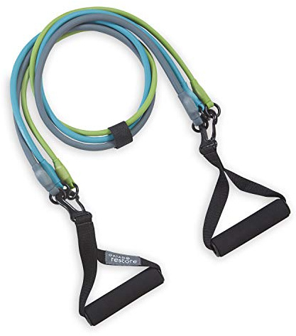 Gaiam 3-in-1 Resistance Band Kit with Comfort-Grip Handles and Interchangeable Strength Bands for High Intensity Training