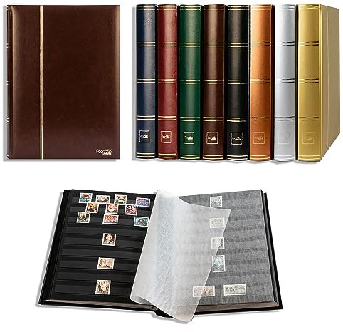 Prophila stamp album (new) 60 black sides, padded brown cover