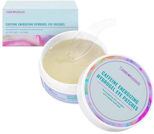 Good Molecules Caffeine Energizing Hydrogel Eye Patches - Eye Mask with Hyaluronic Acid Hydrate and Reduce Puffiness - Pack of 30, Skincare for Face
