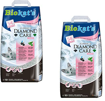 Biokat's Diamond Care Fresh mit Duft - Feine Katzenstreu mit Aktivkohle und Aloe Vera - 1 Sack (1 x 10 L) - 2 Pack