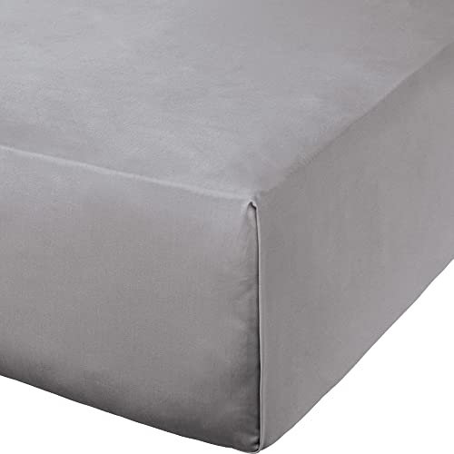 Erwin Müller Bettlaken, Betttuch Mako-Satin Landshut - seidig weich, temperaturausgleichend, ohne Gummizug - Silber Größe 180x280 cm