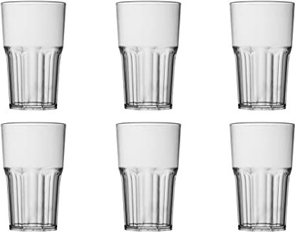 Garnet - Bicchiere in PLASTICA Riutilizzabile mod. Granity trasparente X 6 PEZZI - Lavabile in lavastoviglie - 35 cl Bordo/ 30 cl a Servizio - 100% Made in Italy