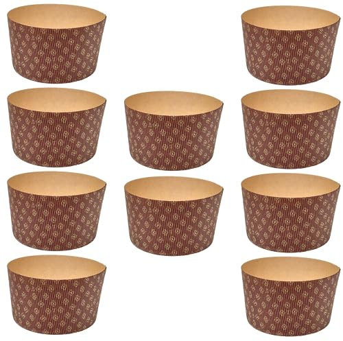 Moule à Panettone Premium de Qualité 1 Kg (10pcs) - Revêtements de Panettone Professionnels en Papier Ondulé Pure Cellulose au Micro-ondes Conçus pour Panettone, Résistants à la Chaleur 220°C