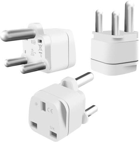 South Africa Plug Adapter, 3 Pack UK to South Africa Plug Adapter, South Africa Power Adapter, South African Plug Adaptor for Botswana, Somalia and More(Type M)