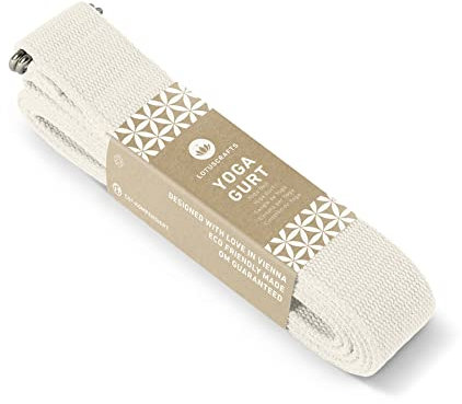 Lotuscrafts® Yogagurt 2,5 m - Yoga-Band zum Dehnen; 100% Bio-Baumwolle, Yogagurt Lang mit Verschluss aus Metall, Yoga-Strap für Einsteiger und Fortgeschrittene, 250 x 3,8 cm