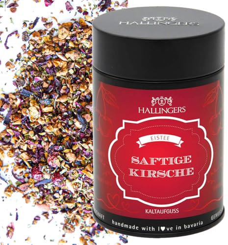 Hallingers Saftige Kirsche - Loser Cold Brew Früchtetee Eistee, kalt oder warm aufgießbar (Dose) - Geschenkideen Weihnachten & Geschenke Adventskalender | Geburtstag Glückwunsch Genesung Neues Zuhause