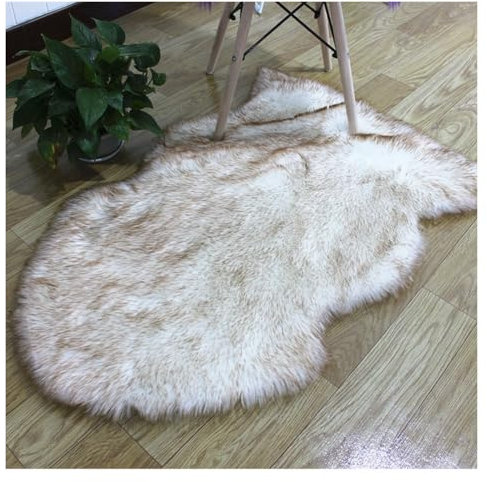 Hrlace Alfombra de piel de cordero de piel de oveja, alfombra de imitación de piel de cordero, alfombra de pelo largo, suave, mullida, para silla, sofá, dormitorio, color blanco 1# 60 x 90 cm
