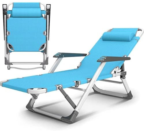 BEOTAY Relaxliege Garten,Liegestuhl Klappbar Mit Massagearmlehne,Liegestühle Für Zuhause, Büro,15 Gänge Einstellbar,Tragbar Kippliege/Sonnenstuhl,200 Kg/440 Pfund,Atmungsaktiv,Blau