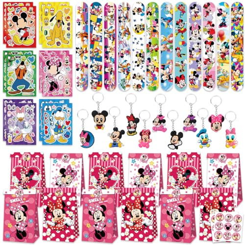 Philoctes 47 PCS Mouse Party Mitgebsel, Kinder Ggeburtstag Mitgebsel - Klatschen Armband, Aufkleber, Mouse Schlüsselanhänger, Geschenktüten, Kinder Jungen Mädchen Geschenke Party Zubehör