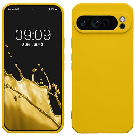 kwmobile Case Compatible with Google Pixel 9 Pro XL Case - Protective Slim TPU Cover with Soft Matte Finish - Radiant Yellow