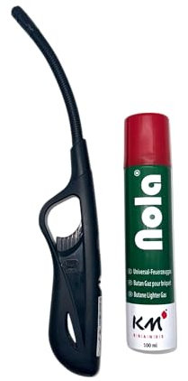 NOLA Mechero con llama turbo, incluye botella de gas de 100 ml, mechero de tormenta, encendedor de varilla