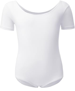 Kefiyis Body Danza Bambina Donna Body Danza Classica Cotone Balletto Body Leotards Manica Corta Body Ginnastica Artistica per Ragazze e Donne Taglia 110-170 Bianco 120