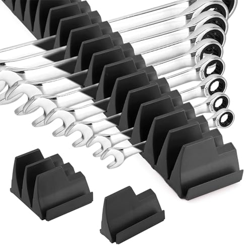 Kisbeibi Magnetic Wrench Organizer for 23 Wrenches, Improving Efficiency Modular Wrench Holder, Pliers Holder for Tool Box Drawer Organization and Storage(Black)