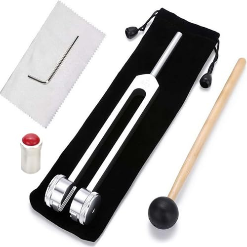 Diapason pour guérison avec pied gemme, instrument de guérison 128 Hz avec ajustement amovible, diapason de 128 Hz, appareils de guérison de fréquence pour thérapie par le son (fourche en jaspe rouge)