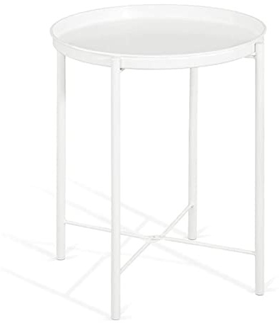Tavolino rotondo da giardino per esterni, vassoio rimovibile, tavolino da caffè, supporto per piante in metallo, tavolo da salotto versatile ed elegante