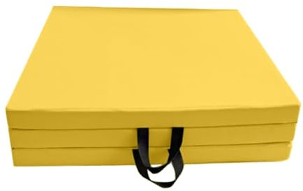 perfk Tappetino da Ginnastica Pieghevole a Tre Ante, per Pilates, Aerobica, Leggero, Multiuso, Antiscivolo, Morbido, per Palestra, Allenamento e Ginnastica, Giallo