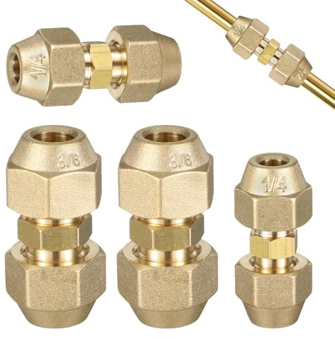 SZSMW Set of 4 Air Conditioning Pipe Compression Fittings Screw Connection Set Widely Used in Pipe Connections, Hot and Cold Water Supply, Air Conditioners and Solar Systems