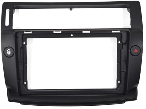 Radio infattning Navigationsram Passar till Citroen C4 Quatre 9-tums 2 Din bilradio stereo ljudplatta fascia ram spelarpanel instrumentbräda monteringssats(Black)