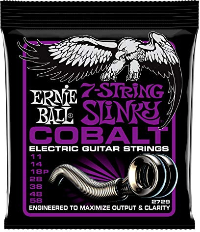 Ernie Ball, Power Slinky Cobalt 7-String, Corde per chitarra elettrica a 7 corde, diametro 11-58